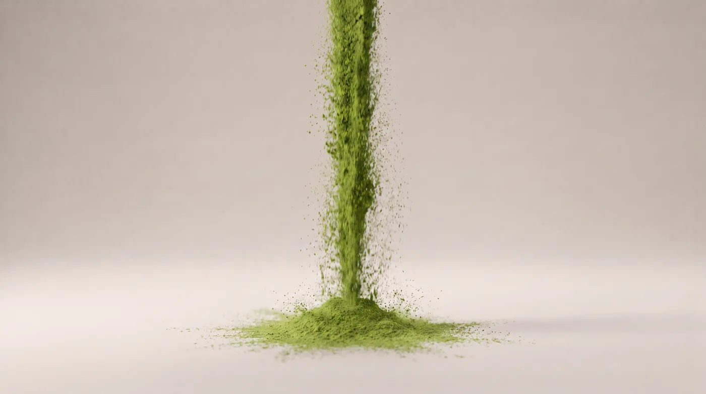 Matcha powder cascading